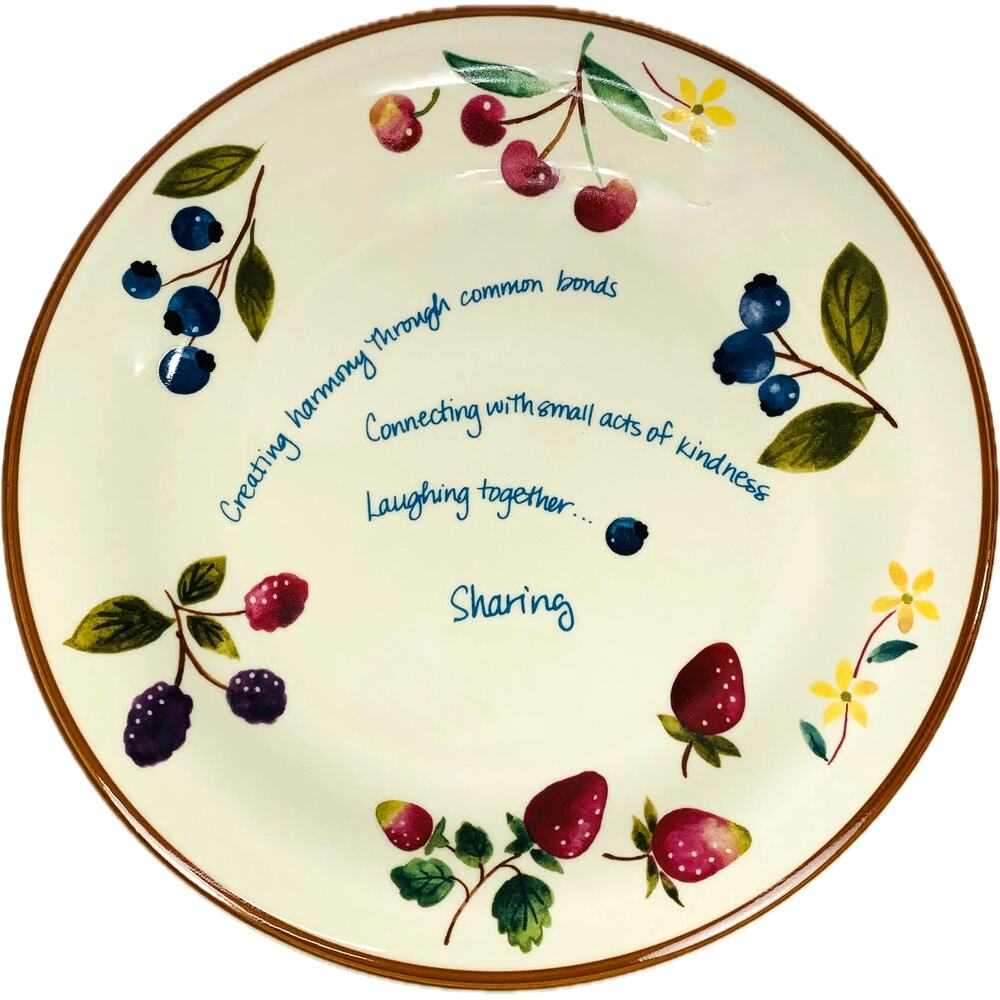 Longaberger Berry Serving Plate 10 inch Cream Fruit Motif Verse 31144